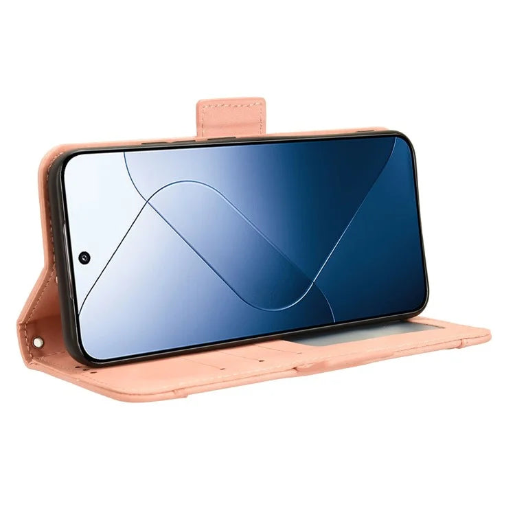 For Xiaomi 14 Leather Case Multiple Card Slots Phone Stand Cover
