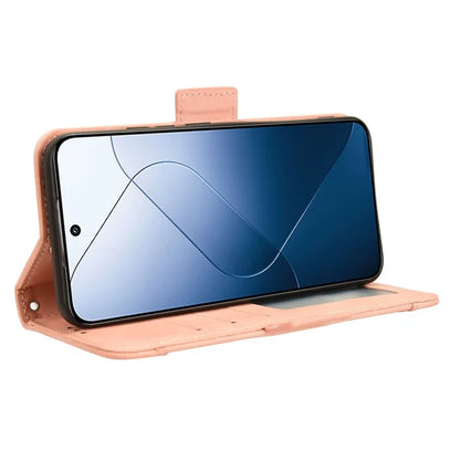 For Xiaomi 14 Leather Case Multiple Card Slots Phone Stand Cover