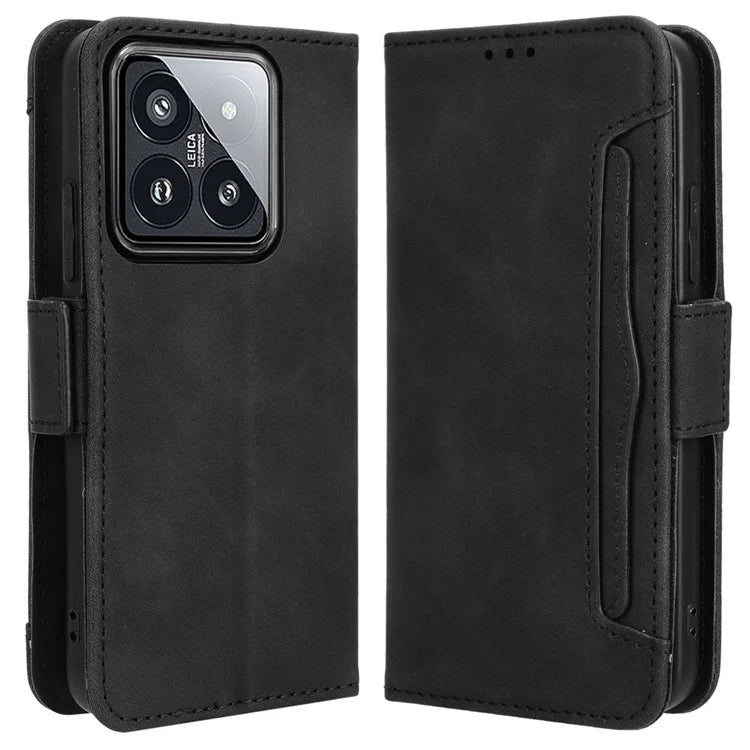 For Xiaomi 14 Leather Case Multiple Card Slots Phone Stand Cover