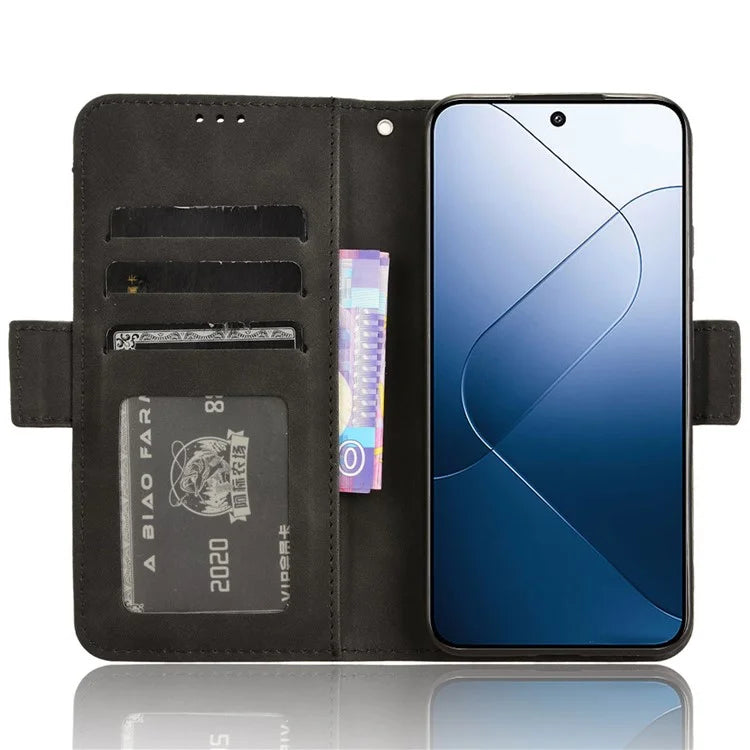 For Xiaomi 14 Leather Case Multiple Card Slots Phone Stand Cover