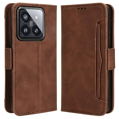 For Xiaomi 14 Leather Case Multiple Card Slots Phone Stand Cover