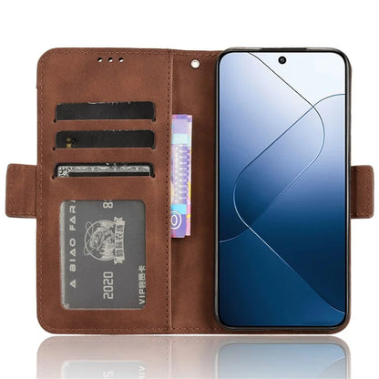 For Xiaomi 14 Leather Case Multiple Card Slots Phone Stand Cover