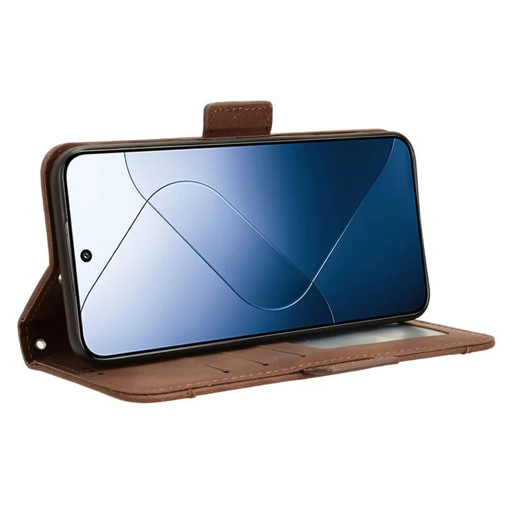 For Xiaomi 14 Leather Case Multiple Card Slots Phone Stand Cover