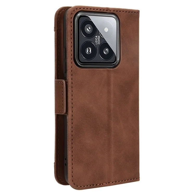 For Xiaomi 14 Leather Case Multiple Card Slots Phone Stand Cover