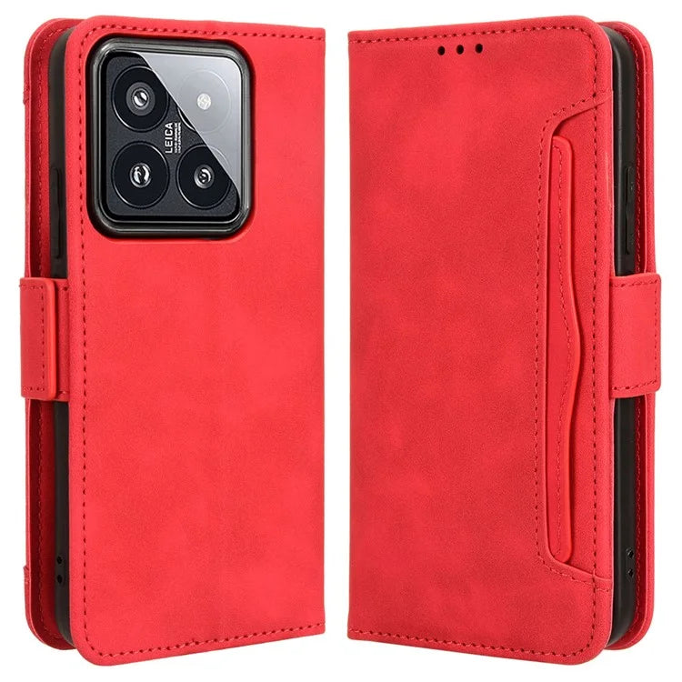 For Xiaomi 14 Leather Case Multiple Card Slots Phone Stand Cover