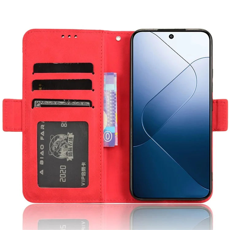 For Xiaomi 14 Leather Case Multiple Card Slots Phone Stand Cover