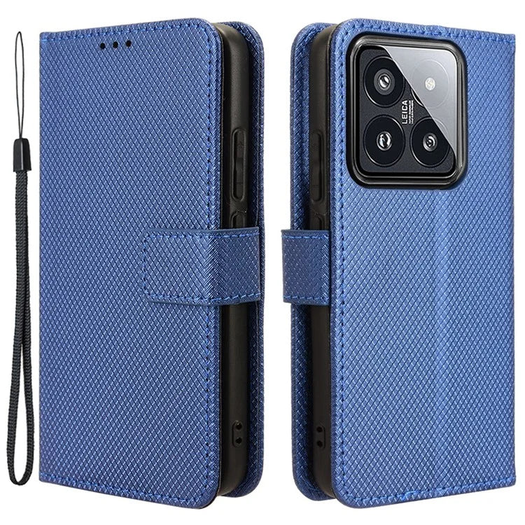 For Xiaomi 14 Case Diamond Texture Leather Cover with Wallet Stand