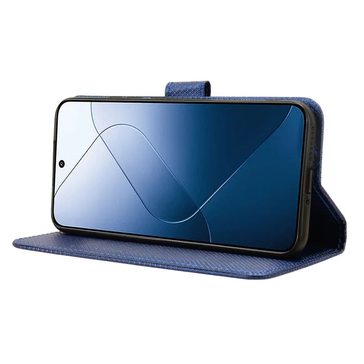 For Xiaomi 14 Case Diamond Texture Leather Cover with Wallet Stand