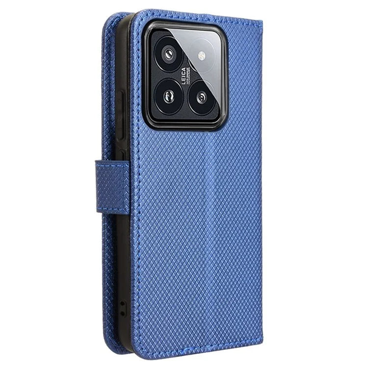 For Xiaomi 14 Case Diamond Texture Leather Cover with Wallet Stand