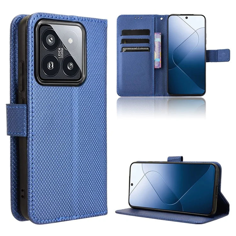 For Xiaomi 14 Case Diamond Texture Leather Cover with Wallet Stand