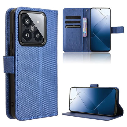 For Xiaomi 14 Case Diamond Texture Leather Cover with Wallet Stand