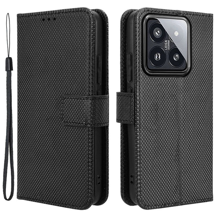 For Xiaomi 14 Case Diamond Texture Leather Cover with Wallet Stand
