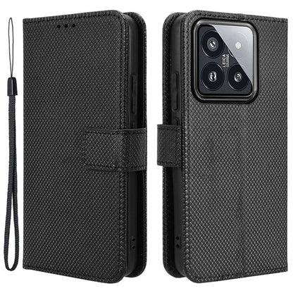 For Xiaomi 14 Case Diamond Texture Leather Cover with Wallet Stand