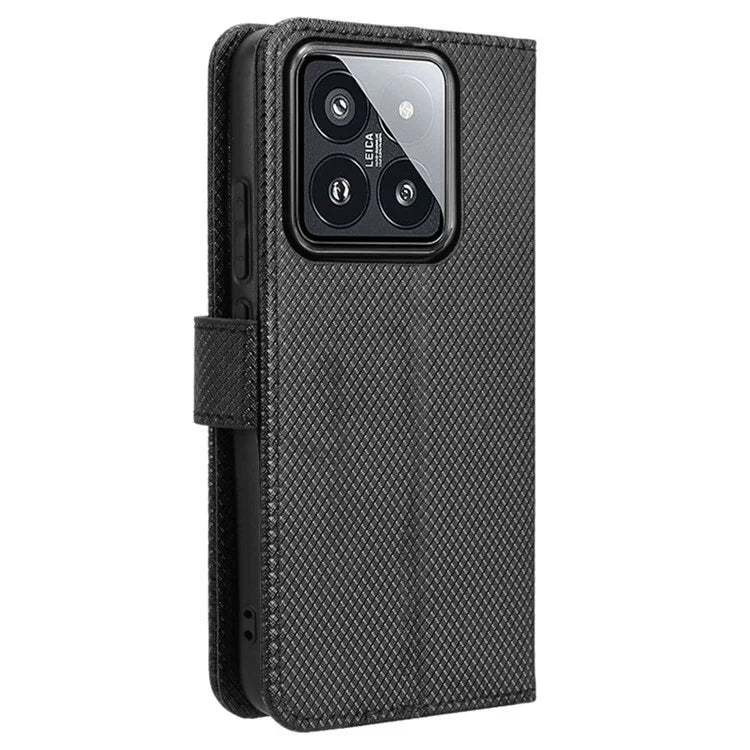 For Xiaomi 14 Case Diamond Texture Leather Cover with Wallet Stand