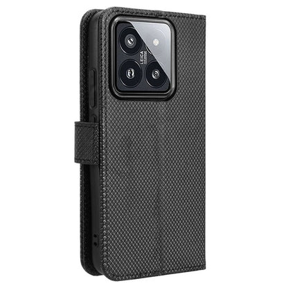 For Xiaomi 14 Case Diamond Texture Leather Cover with Wallet Stand