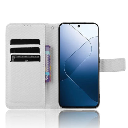 For Xiaomi 14 Case Diamond Texture Leather Cover with Wallet Stand