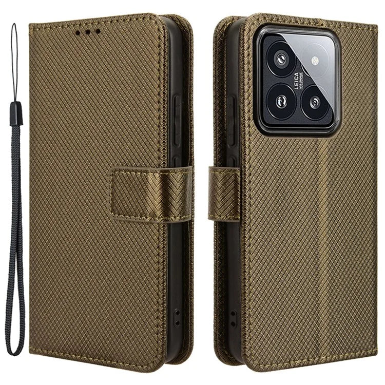 For Xiaomi 14 Case Diamond Texture Leather Cover with Wallet Stand