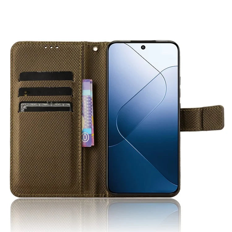 For Xiaomi 14 Case Diamond Texture Leather Cover with Wallet Stand