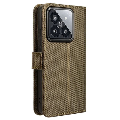 For Xiaomi 14 Case Diamond Texture Leather Cover with Wallet Stand