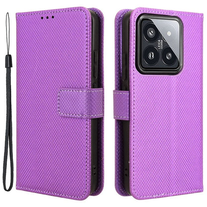 For Xiaomi 14 Case Diamond Texture Leather Cover with Wallet Stand