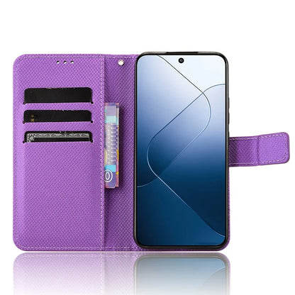 For Xiaomi 14 Case Diamond Texture Leather Cover with Wallet Stand