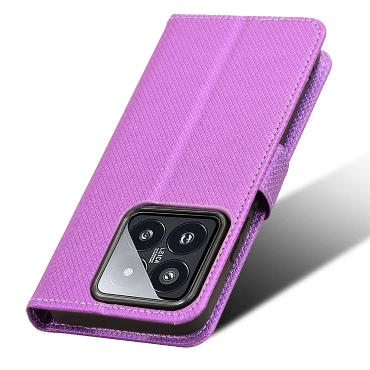 For Xiaomi 14 Case Diamond Texture Leather Cover with Wallet Stand