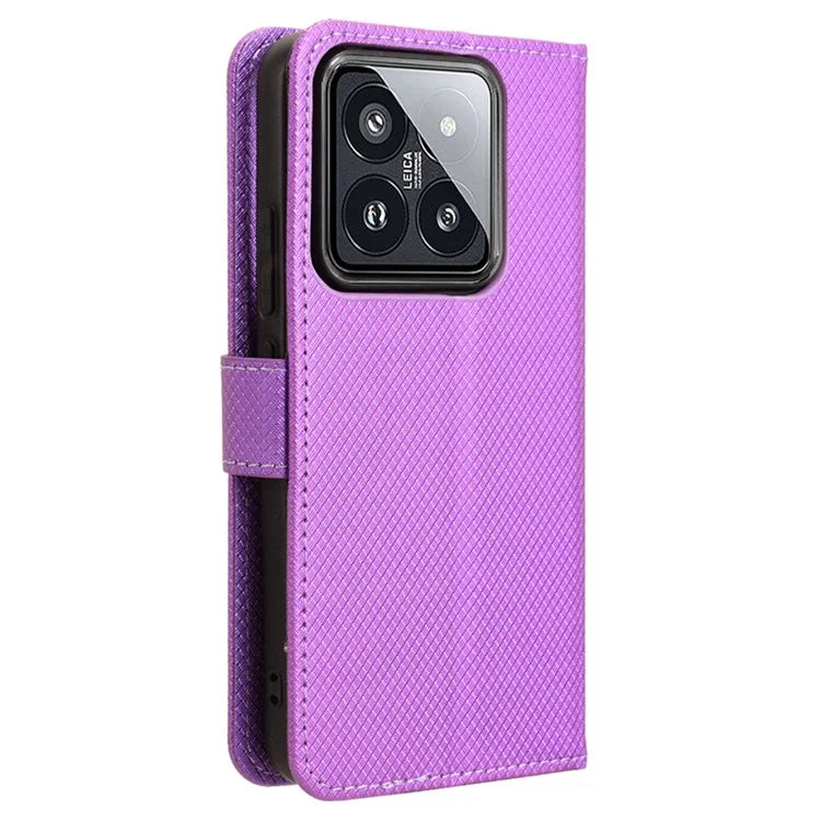 For Xiaomi 14 Case Diamond Texture Leather Cover with Wallet Stand