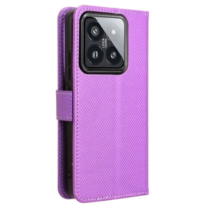 For Xiaomi 14 Case Diamond Texture Leather Cover with Wallet Stand