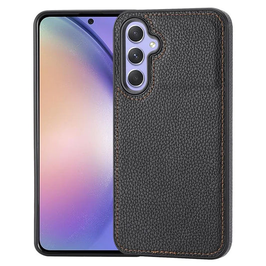 For Samsung Galaxy A34 5G Case Litchi Texture PU Leather Coated TPU Anti-drop Phone Cover