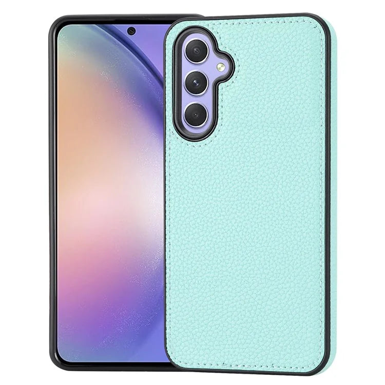 For Samsung Galaxy A34 5G Case Litchi Texture PU Leather Coated TPU Anti-drop Phone Cover