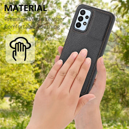 For Samsung Galaxy A13 4G Case Litchi Texture PU Leather Coated TPU Fall Proof Phone Cover