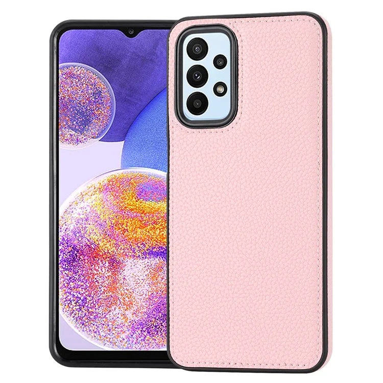For Samsung Galaxy A13 4G Case Litchi Texture PU Leather Coated TPU Fall Proof Phone Cover