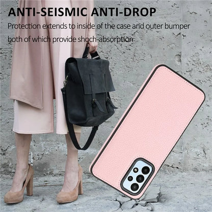 For Samsung Galaxy A13 4G Case Litchi Texture PU Leather Coated TPU Fall Proof Phone Cover