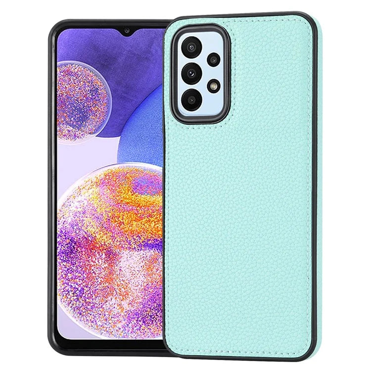 For Samsung Galaxy A13 4G Case Litchi Texture PU Leather Coated TPU Fall Proof Phone Cover