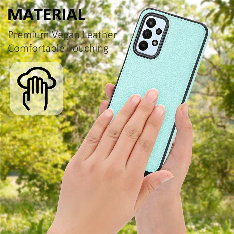 For Samsung Galaxy A13 4G Case Litchi Texture PU Leather Coated TPU Fall Proof Phone Cover