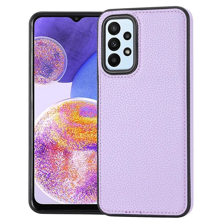 For Samsung Galaxy A13 4G Case Litchi Texture PU Leather Coated TPU Fall Proof Phone Cover