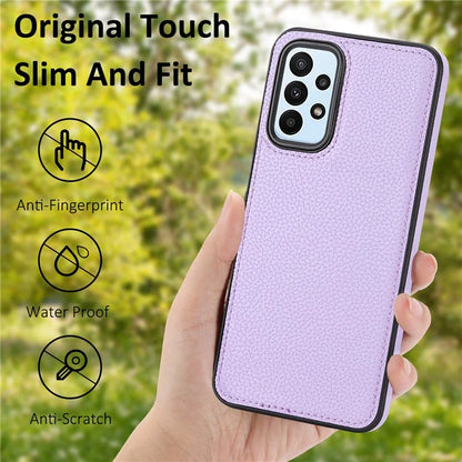 For Samsung Galaxy A13 4G Case Litchi Texture PU Leather Coated TPU Fall Proof Phone Cover