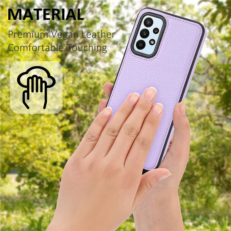 For Samsung Galaxy A13 4G Case Litchi Texture PU Leather Coated TPU Fall Proof Phone Cover