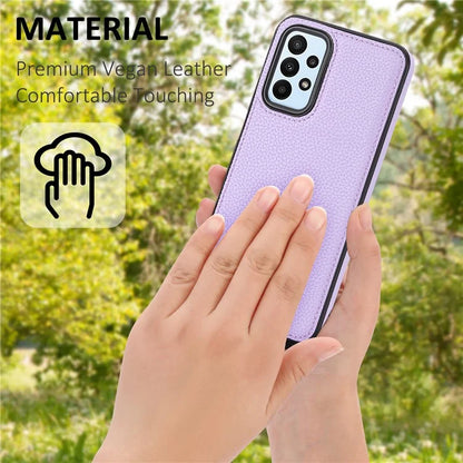 For Samsung Galaxy A13 4G Case Litchi Texture PU Leather Coated TPU Fall Proof Phone Cover