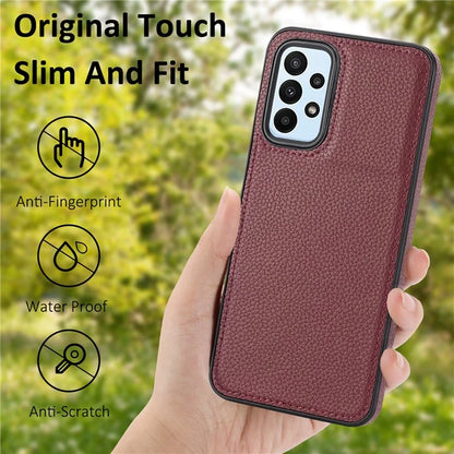 For Samsung Galaxy A13 4G Case Litchi Texture PU Leather Coated TPU Fall Proof Phone Cover