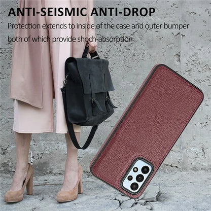 For Samsung Galaxy A13 4G Case Litchi Texture PU Leather Coated TPU Fall Proof Phone Cover