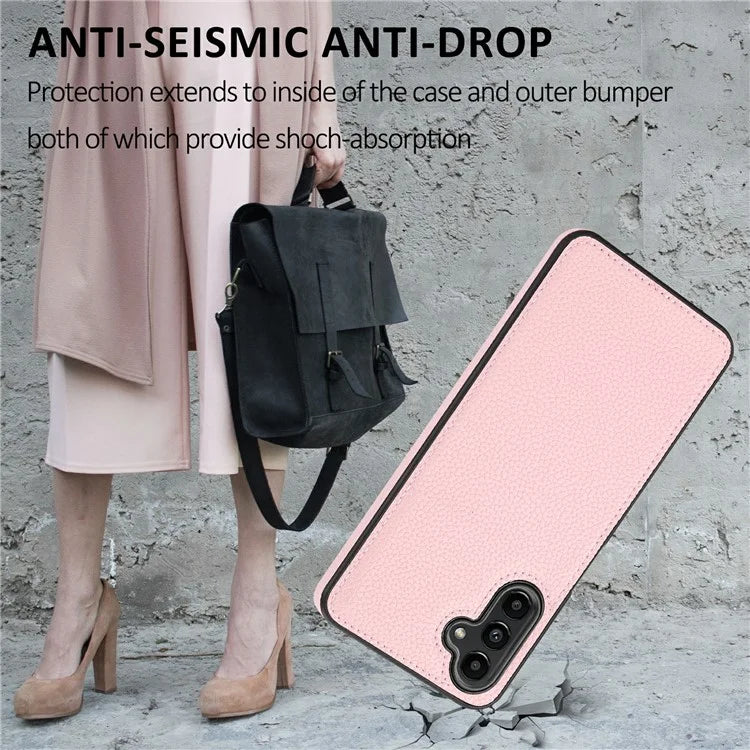 For Samsung Galaxy A24 4G (162.1 x 77.6 x 8.3mm) Case Litchi Texture Back Shell PU Leather+TPU Phone Cover