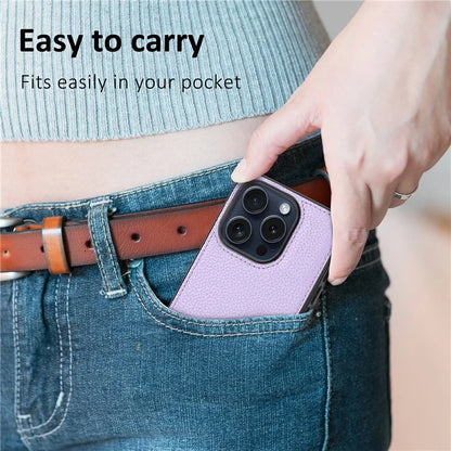 For iPhone 14 Pro Max Case Cell Phone PU Leather Coated TPU Back Cover