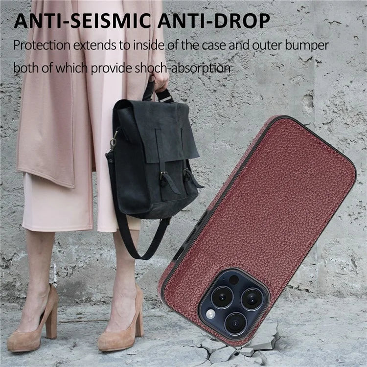 For iPhone 14 Pro Max Case Cell Phone PU Leather Coated TPU Back Cover