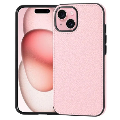 For iPhone 15 Case Anti-drop Litchi Texture PU Leather+TPU Phone Protector