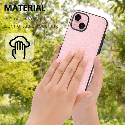 For iPhone 15 Case Anti-drop Litchi Texture PU Leather+TPU Phone Protector