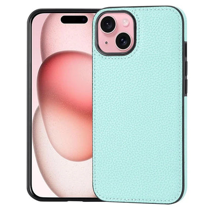 For iPhone 15 Case Anti-drop Litchi Texture PU Leather+TPU Phone Protector