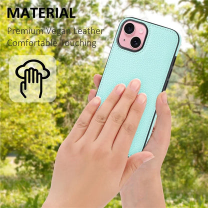 For iPhone 15 Case Anti-drop Litchi Texture PU Leather+TPU Phone Protector