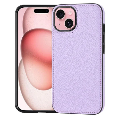 For iPhone 15 Case Anti-drop Litchi Texture PU Leather+TPU Phone Protector