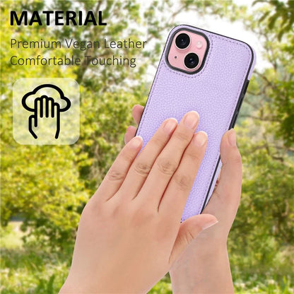 For iPhone 15 Case Anti-drop Litchi Texture PU Leather+TPU Phone Protector